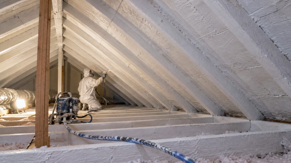 Encapsulation coating applied to attic framing after mold removal